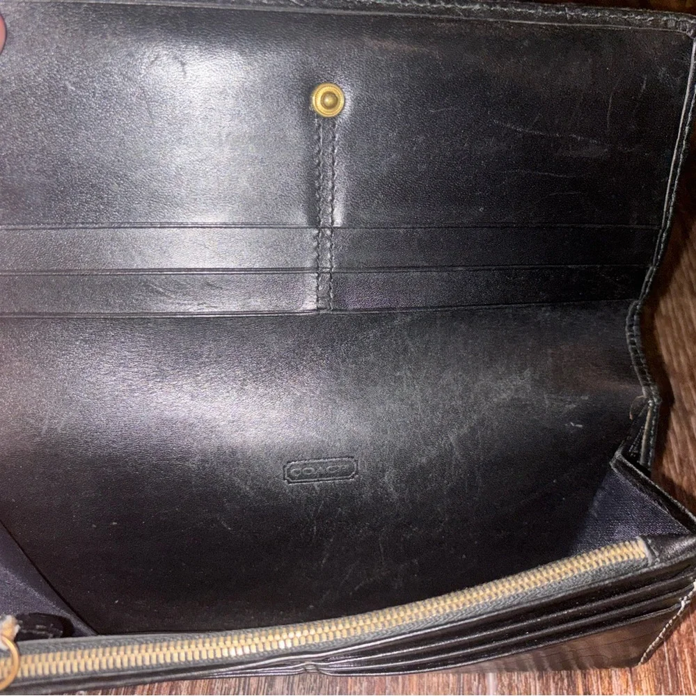 Coach Leather logo Long Wallet - Black